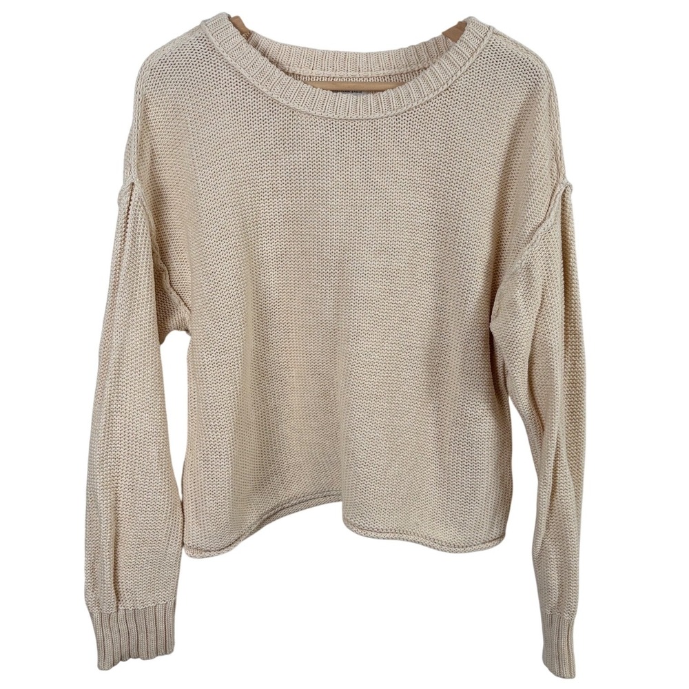 American Eagle Women's M Slouchy Sweater Beige Coastal Grandma Minimalist Scandi
